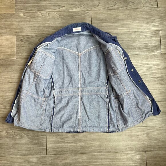 Vintage 80s Chinese Shanghai Tenth Department Store Denim Chore Jacket Size M - Picture 2 of 6